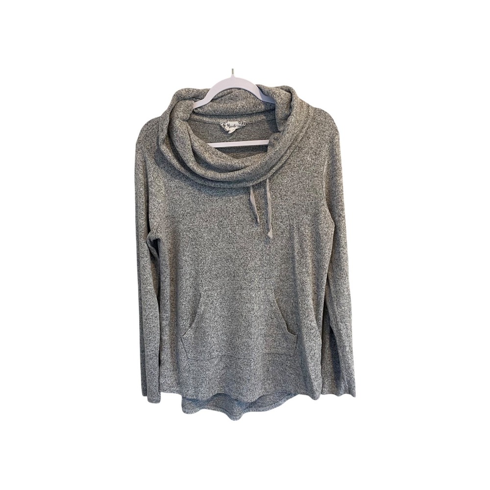 Moondance Women's Gray Cowl Neck Long Sleeve Pullover Top with‎ Pocket Size L